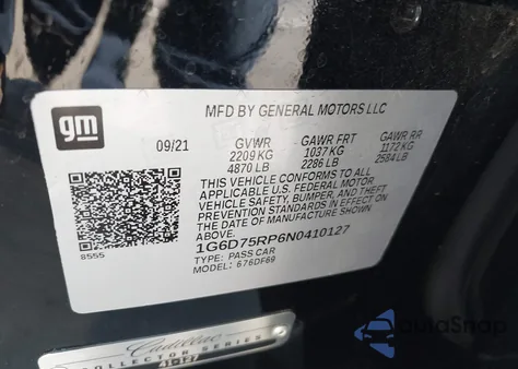 2022 Cadillac Ct4-V V-Series Blackwing from USA, damaged, VIN 1G6D75RP6N0410127